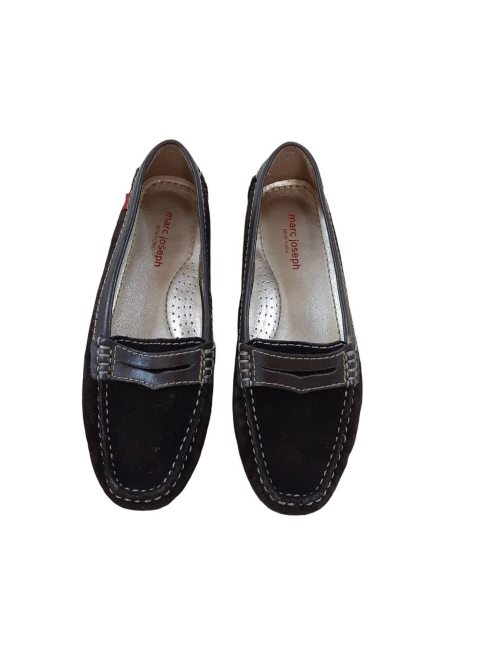 Marc Joseph Womens Brown Leather Flat Comfort Loafer Shoes Size 6 Casual